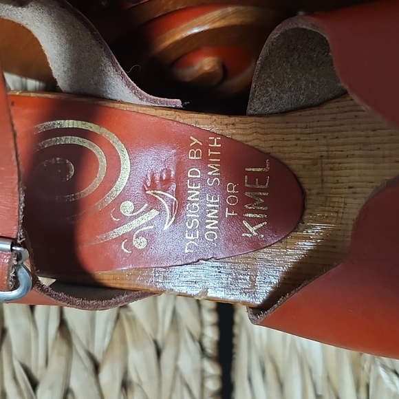 VTG 70s Bonnie Smith For KIMEL Women's Red Leather Platform Sandals Shoes Sz 6 - Picture 5 of 13